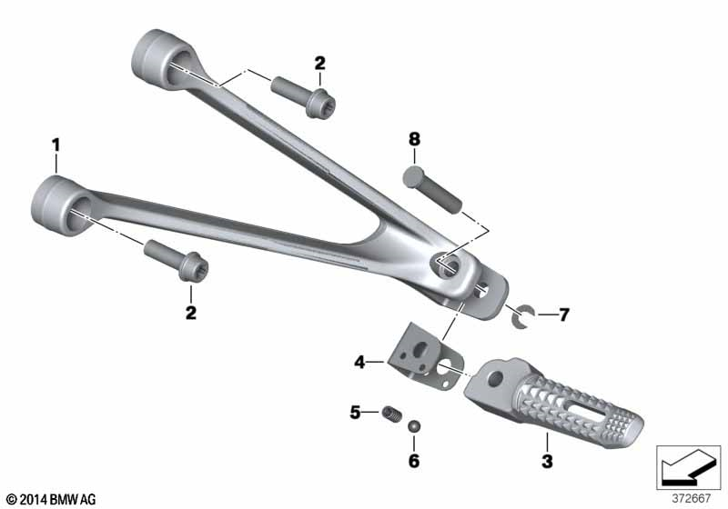 BMW Motorrad Parts for S 1000 RR 17 (0D80) | Spline Rear footrests | Frame,  Body, Fairing, Luggage (46)