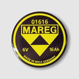 Mareg Battery Emblem - 16ah, Replica for 1955-'69